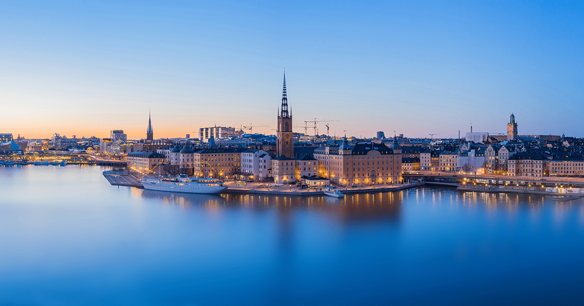Panoramautsikt över Stockholms skyline i Stockholm, Sverige